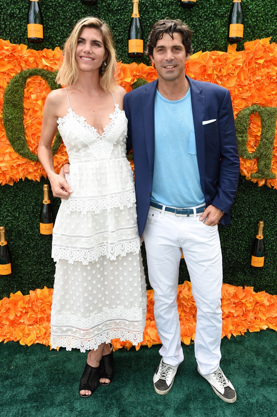 JERSEY CITY, NJ - JUNE 04:  Delfina Blaquier (L) and polo player Nacho Figuera attend the Ninth Annual Veuve Clicquot Polo Classic at Liberty State Park on June 4, 2016 in Jersey City, New Jersey.  (Photo by Jamie McCarthy/Getty Images for Veuve Clicquot)